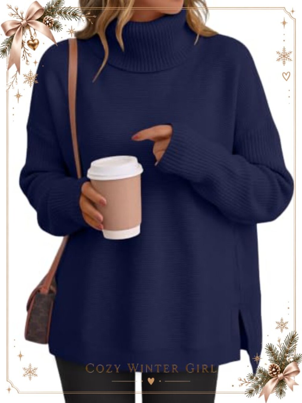 Oversized Turtleneck Batwing Sleeve Poncho Cowl Neck Cozy Knit Pullover Sweater